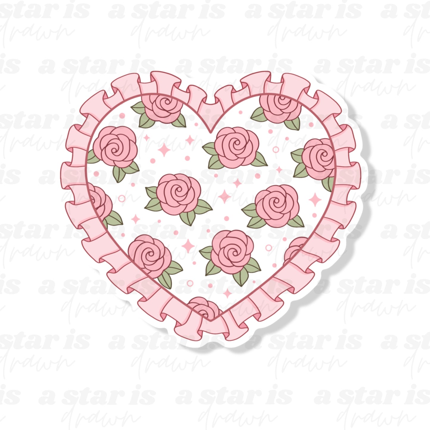 Pink Rose Heart Sticker