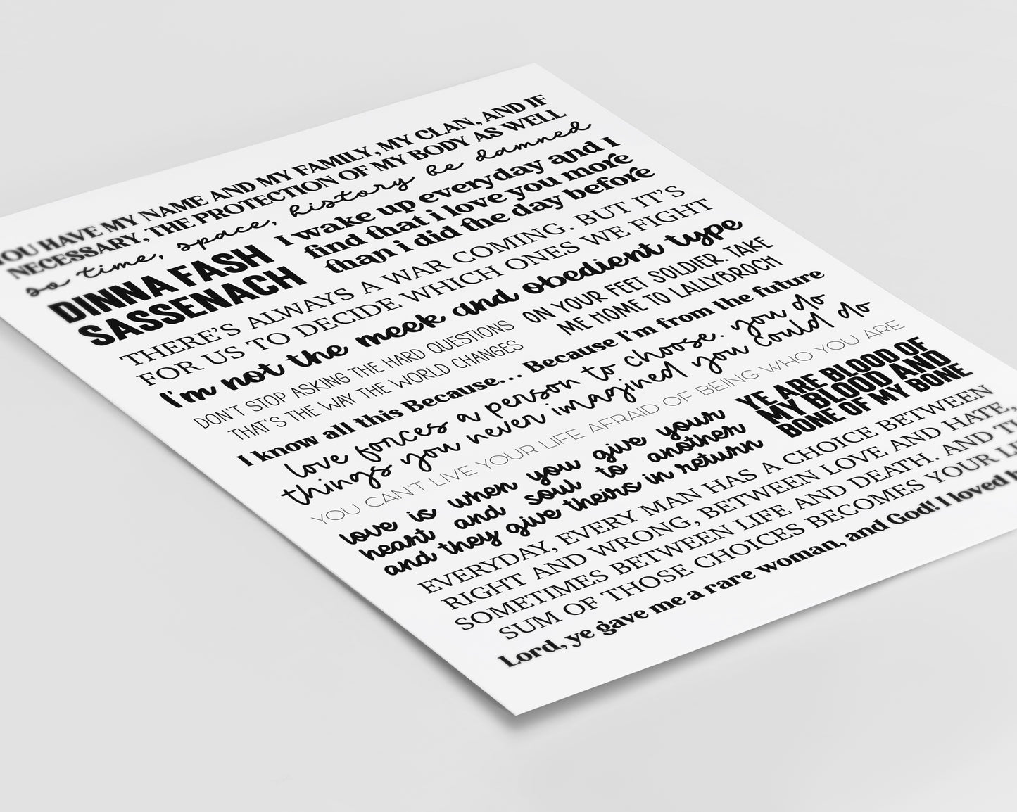 Outlander Quotes Print