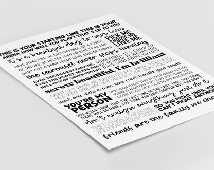 Greys Anatomy Quotes Print