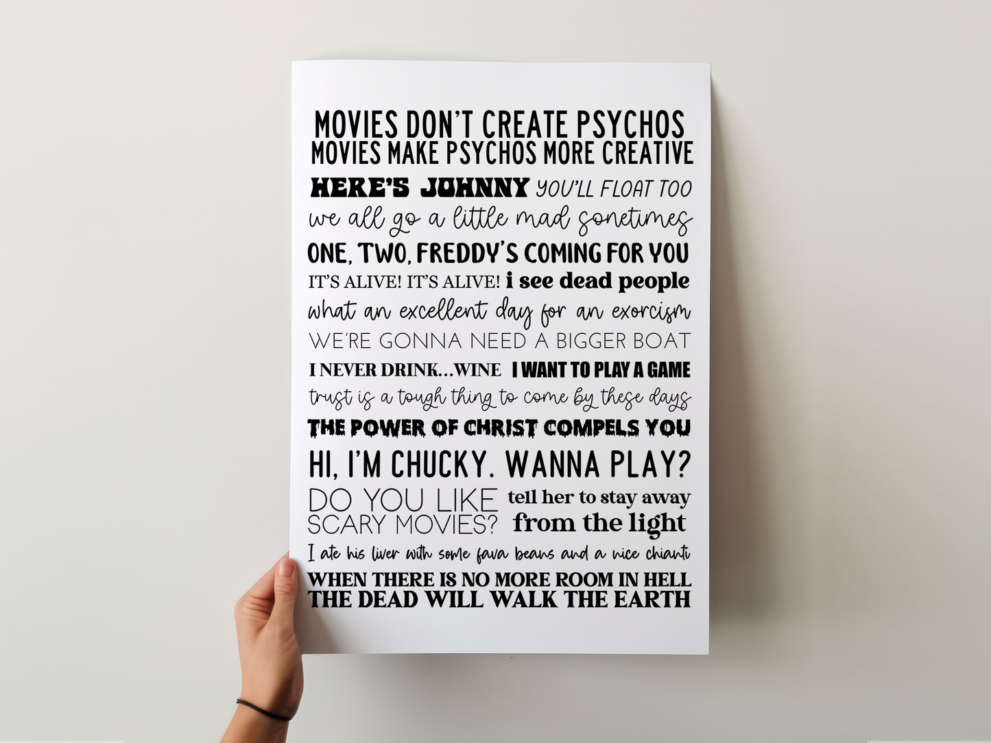 Iconic Horror Movie Quotes Print