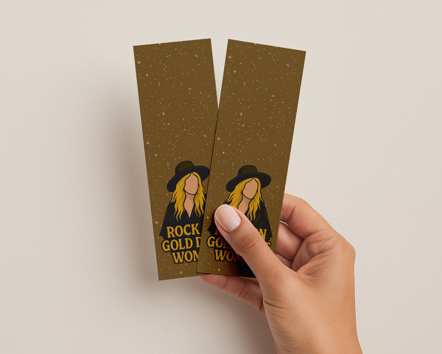 Rock on Gold Woman Bookmark