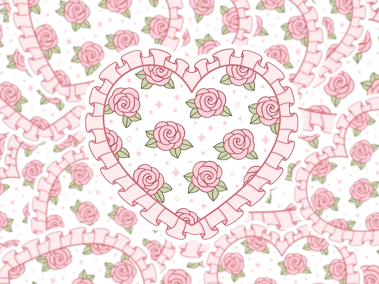 Pink Rose Heart Sticker