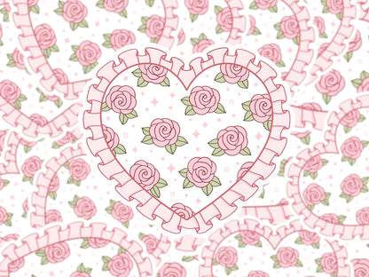 Pink Rose Heart Sticker