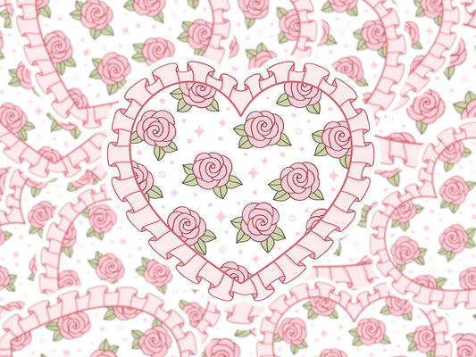 Pink Rose Heart Sticker