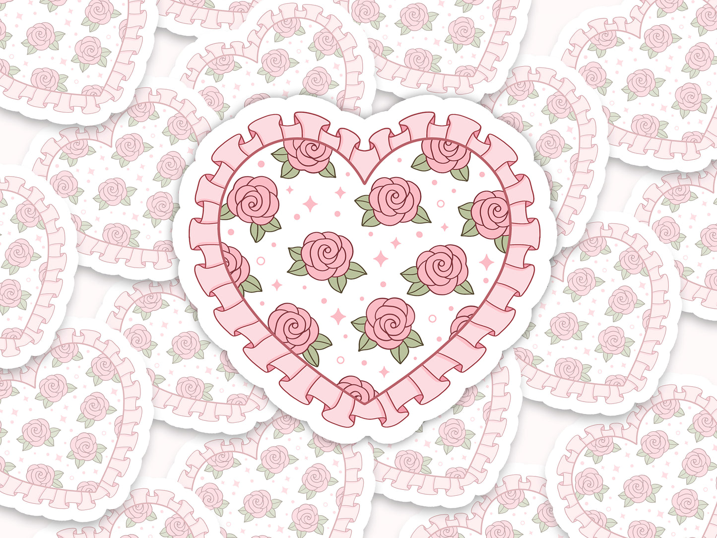 Pink Rose Heart Sticker