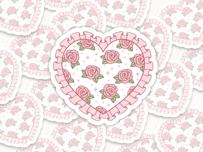 Pink Rose Heart Sticker