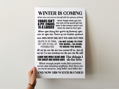 Game of Thrones Quotes Print