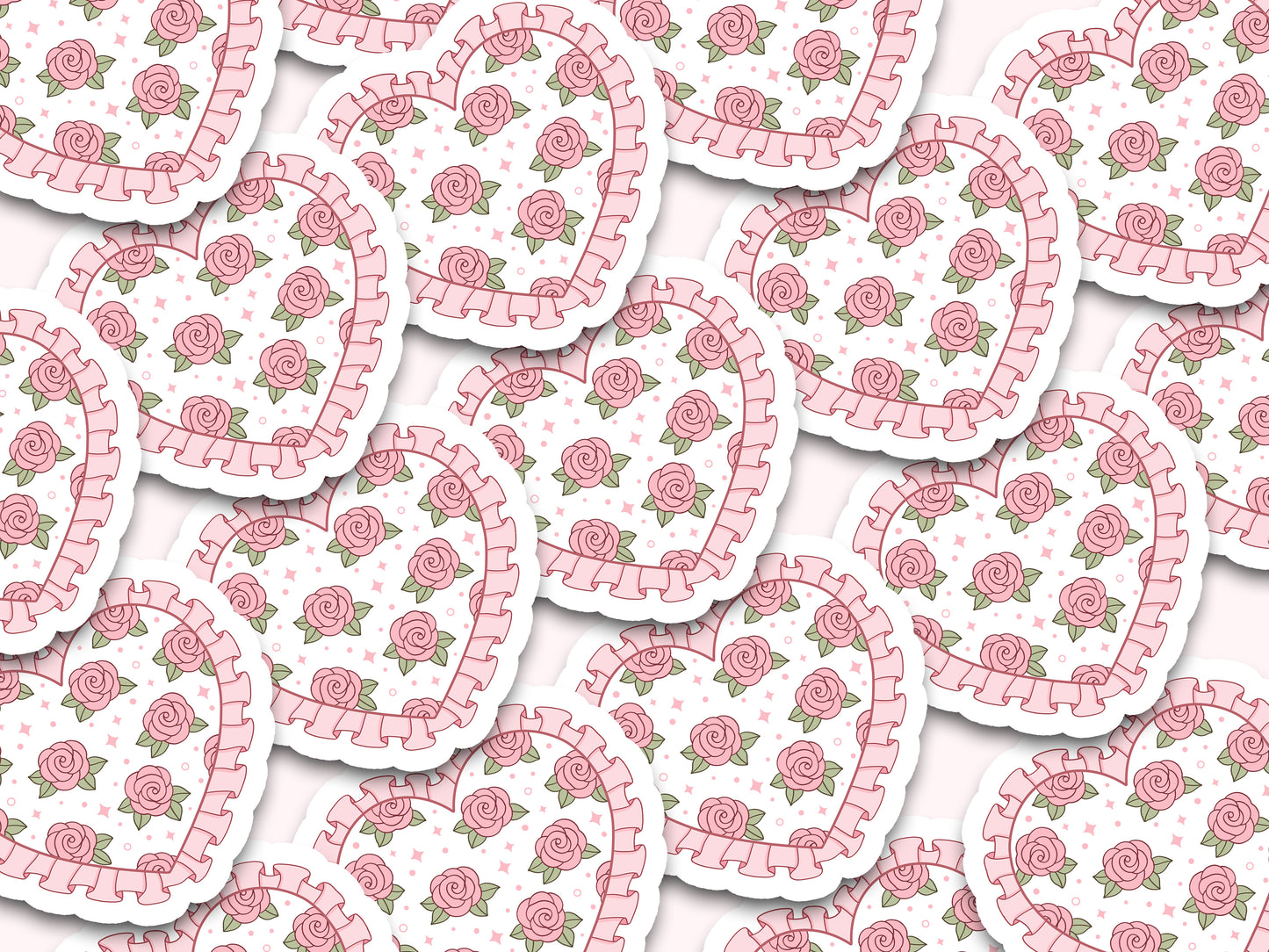 Pink Rose Heart Sticker