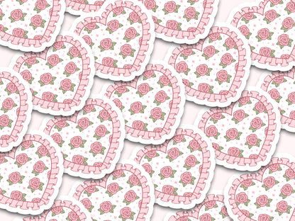 Pink Rose Heart Sticker