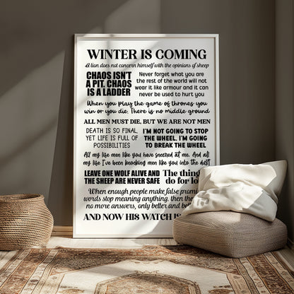 Game of Thrones Quotes Print
