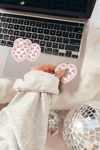 Pink Rose Heart Sticker