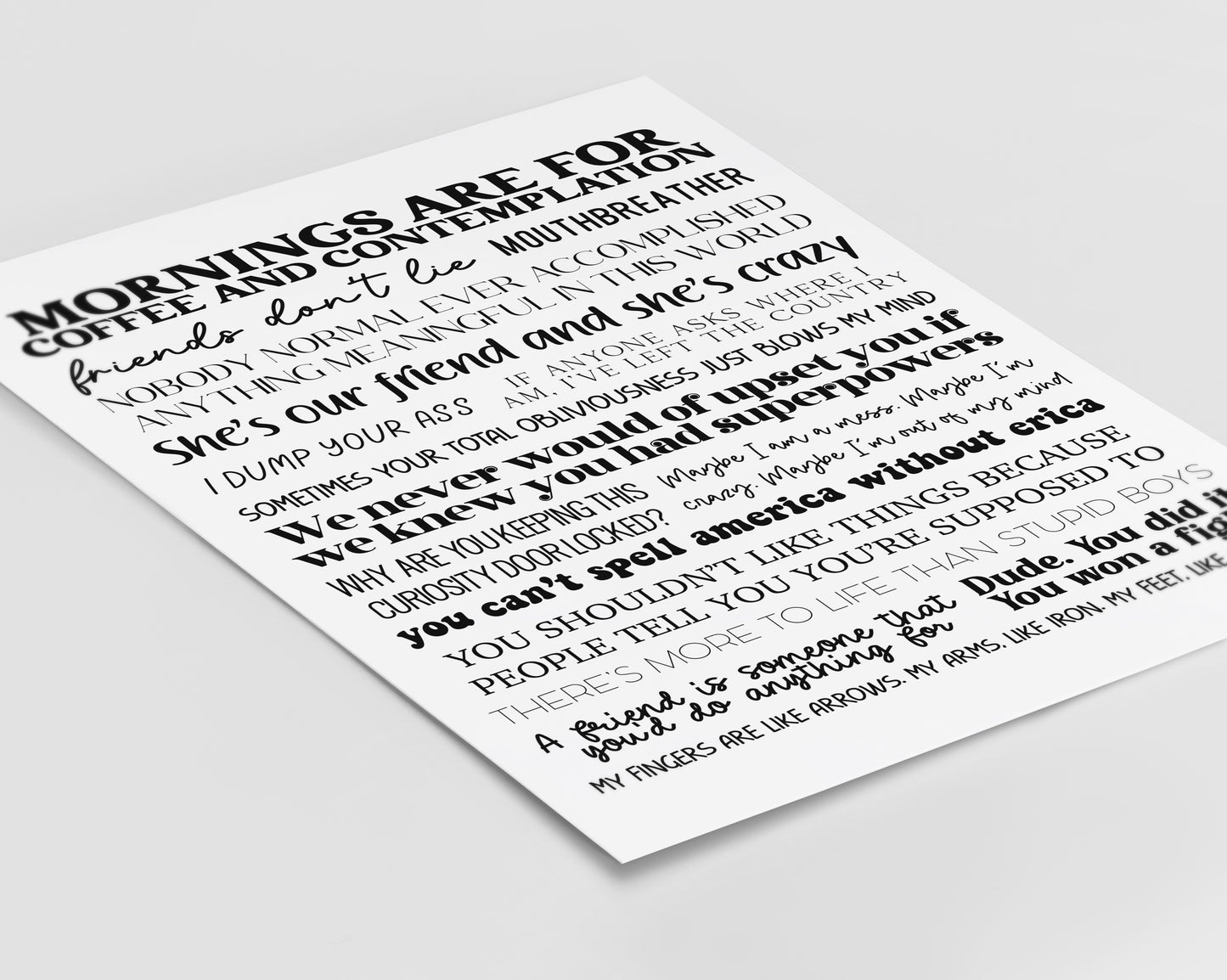 Stranger Things Quotes Print