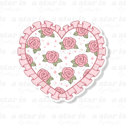 Pink Rose Heart Sticker