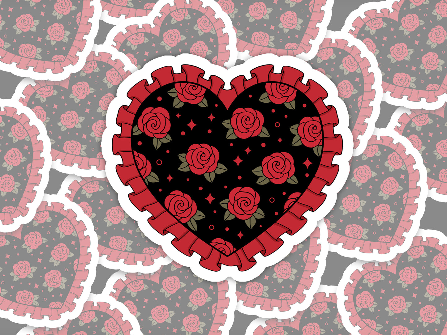Gothic Rose Heart Sticker