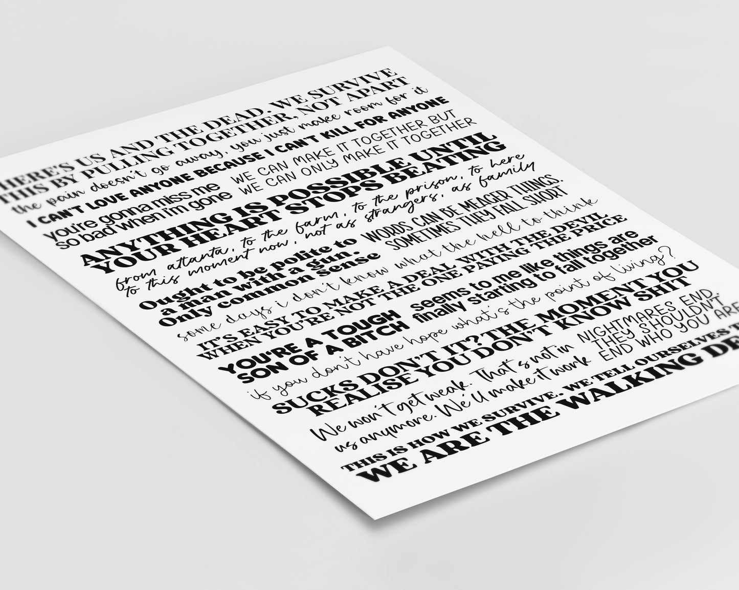 The Walking Dead Quotes Print