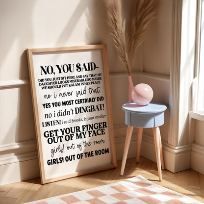 Dance Moms - Kelly & Abby Quote Print