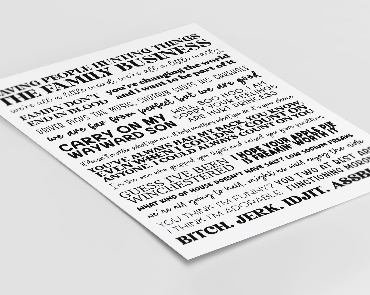 Supernatural Quotes Print