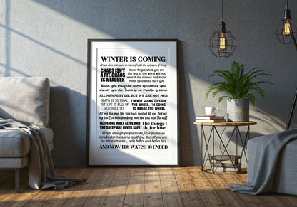 Game of Thrones Quotes Print