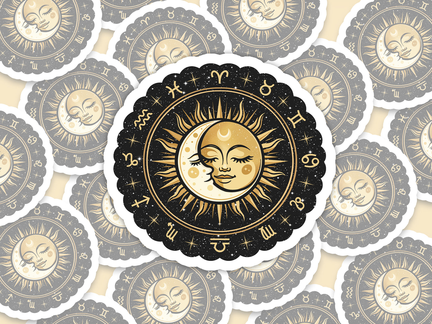 Sun, Moon and Starsigns Sticker