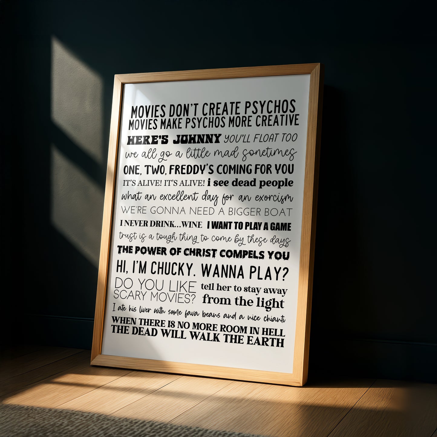 Iconic Horror Movie Quotes Print