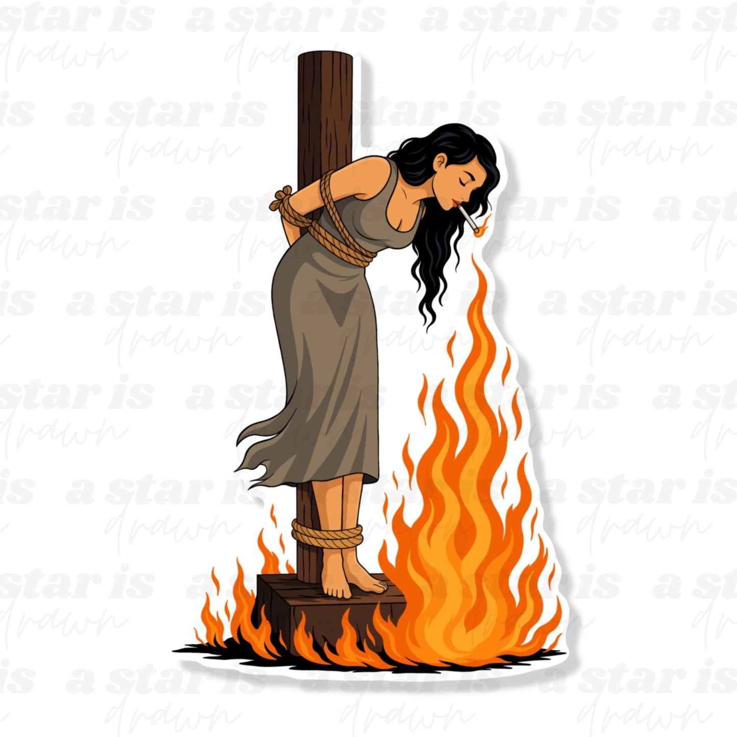 Witch and Cigarette Sticker
