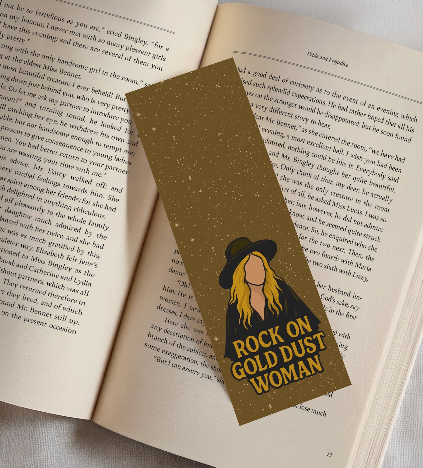 Rock on Gold Woman Bookmark