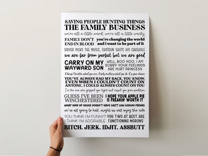 Supernatural Quotes Print